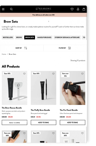 HD Brows webpage