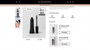 HD Brows webpage